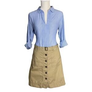 Tommy Hilfiger Button Down Skirt preppy Y2K with belt khaki